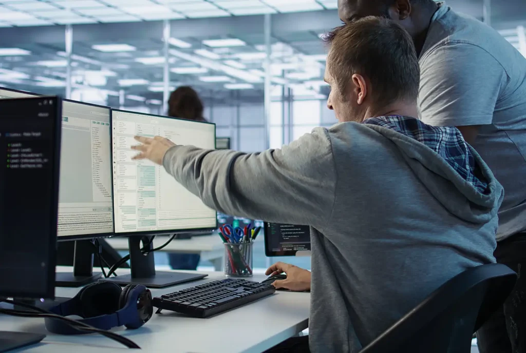 IT expert checking for system failures